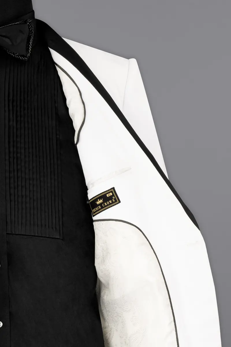 Bright White Stretchable Premium Cotton Tuxedo Traveler Blazer 7