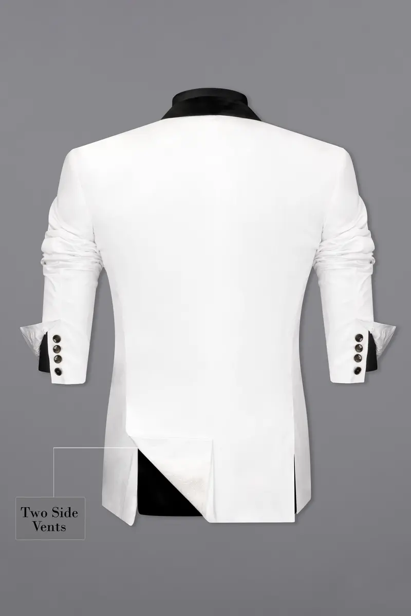 Bright White Stretchable Premium Cotton Tuxedo Traveler Blazer 8