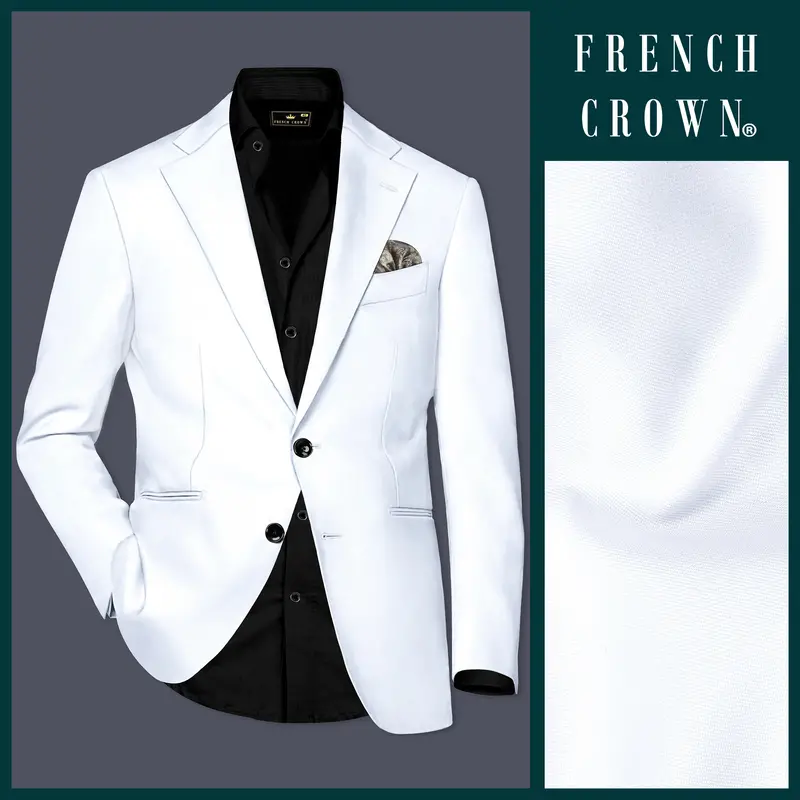 Bright White Stretchable Subtle Sheen Blazer 1