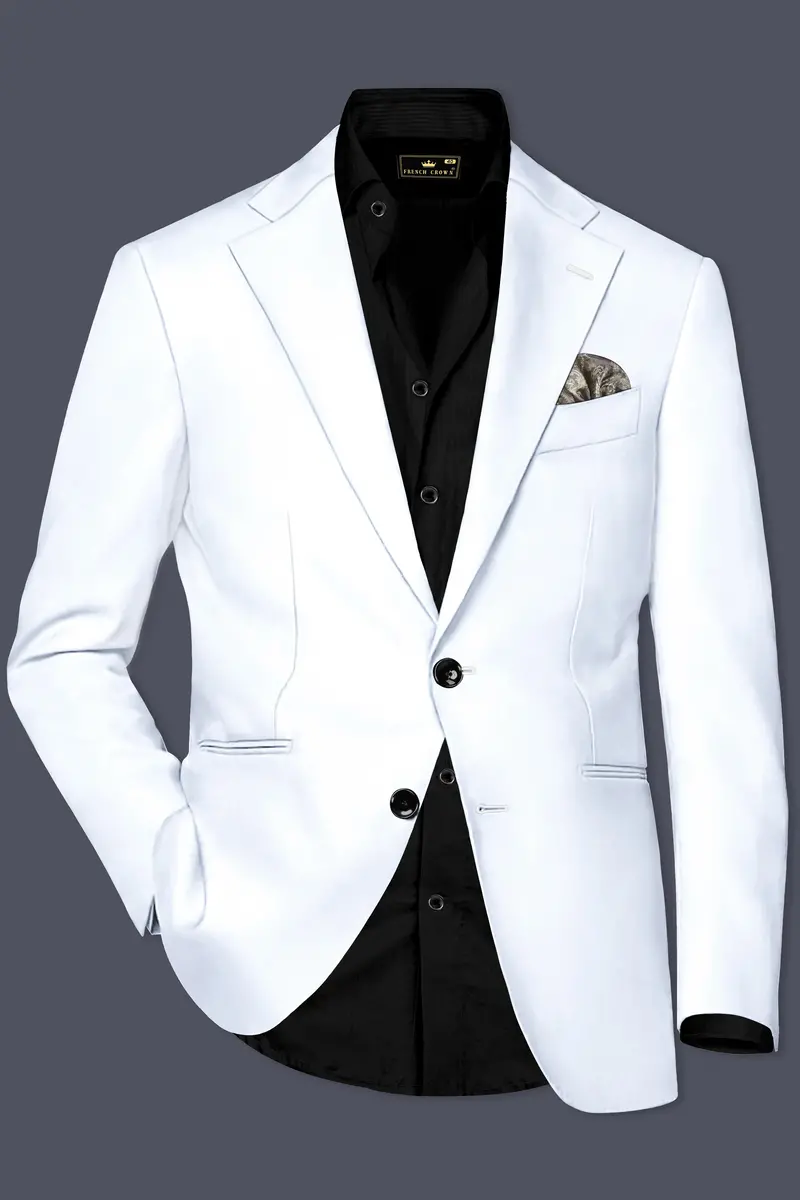 Bright White Stretchable Subtle Sheen Blazer 2
