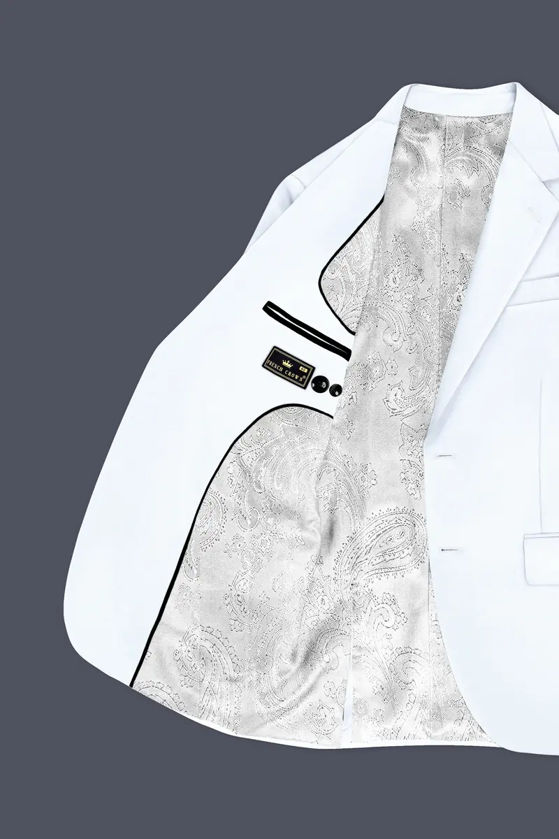 Bright White Stretchable Subtle Sheen Blazer 4