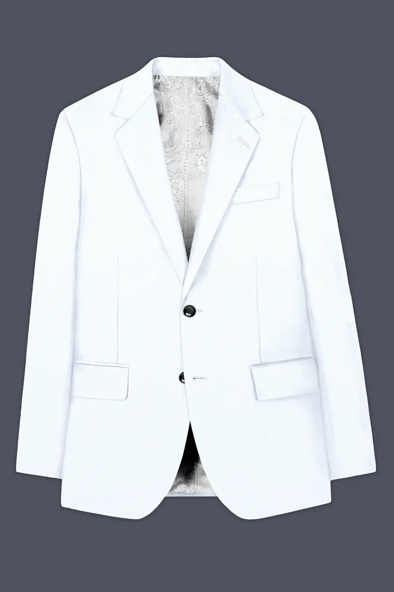 Bright White Stretchable Subtle Sheen Blazer 7