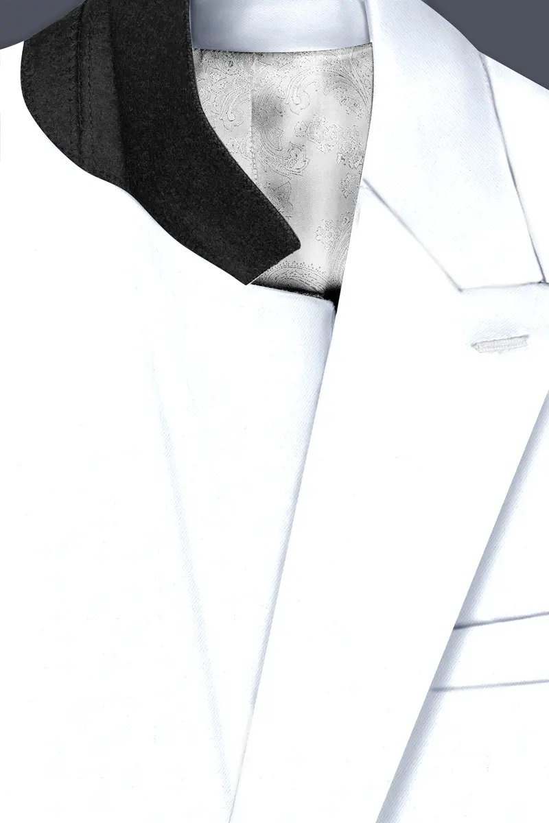 Bright White Stretchable Subtle Sheen Double Breasted Blazer 5