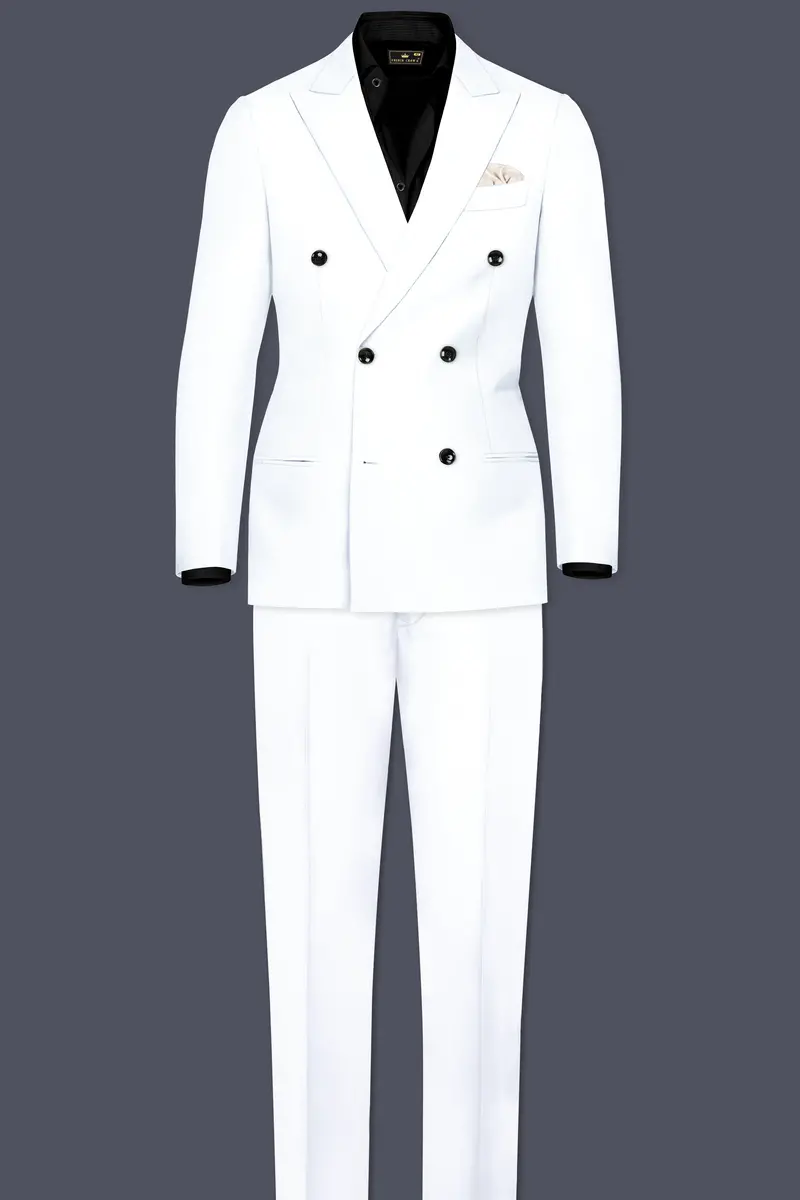 Bright White Stretchable Subtle Sheen Double Breasted Blazer 9