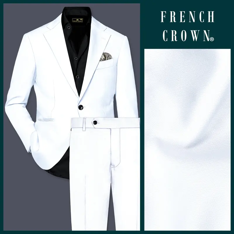 Bright White Stretchable Subtle Sheen Suit 1