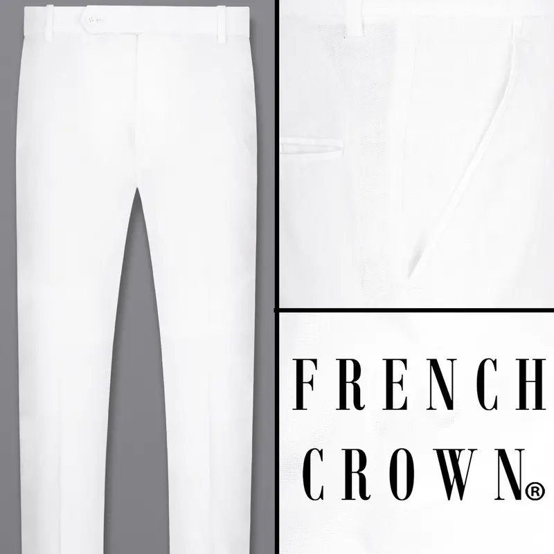 Bright White Stretchable Waistband Luxurious Linen Traveler Pants 1