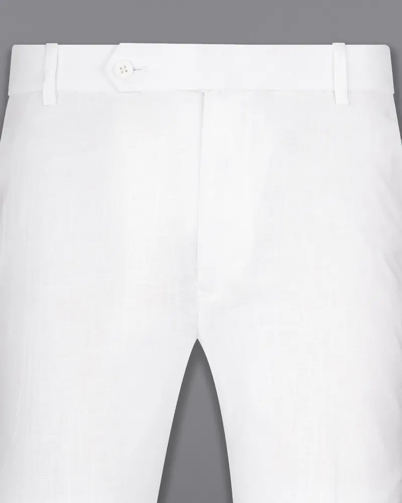 Bright White Stretchable Waistband Luxurious Linen Traveler Pants 2