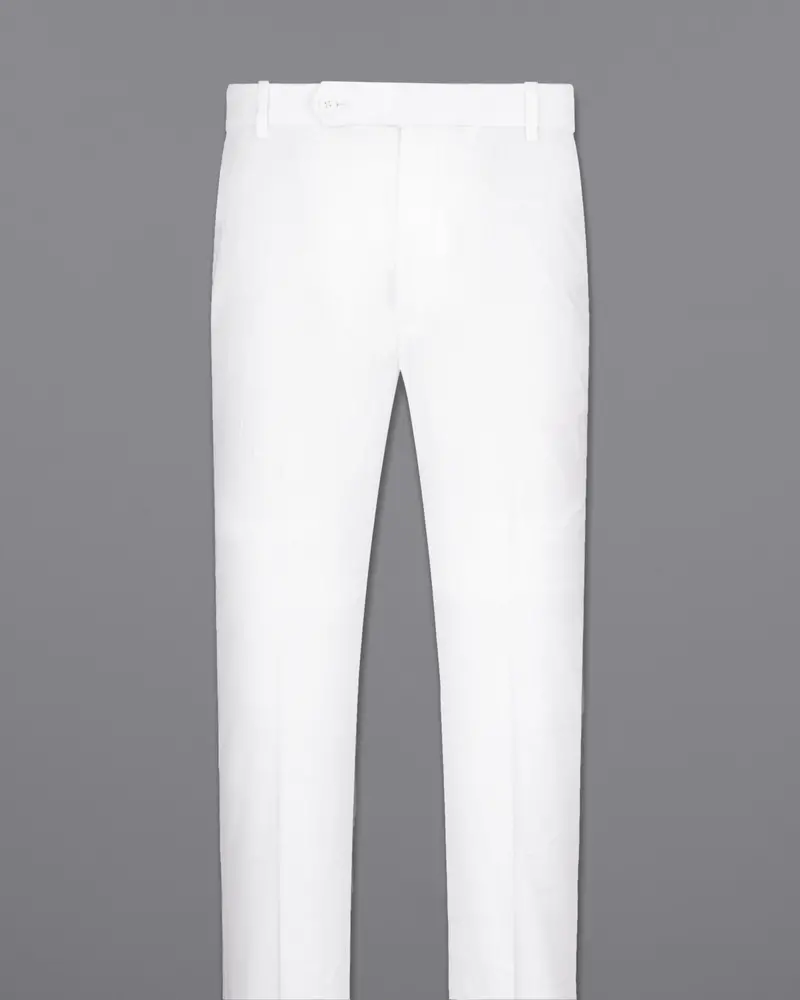 Bright White Stretchable Waistband Luxurious Linen Traveler Pants 5