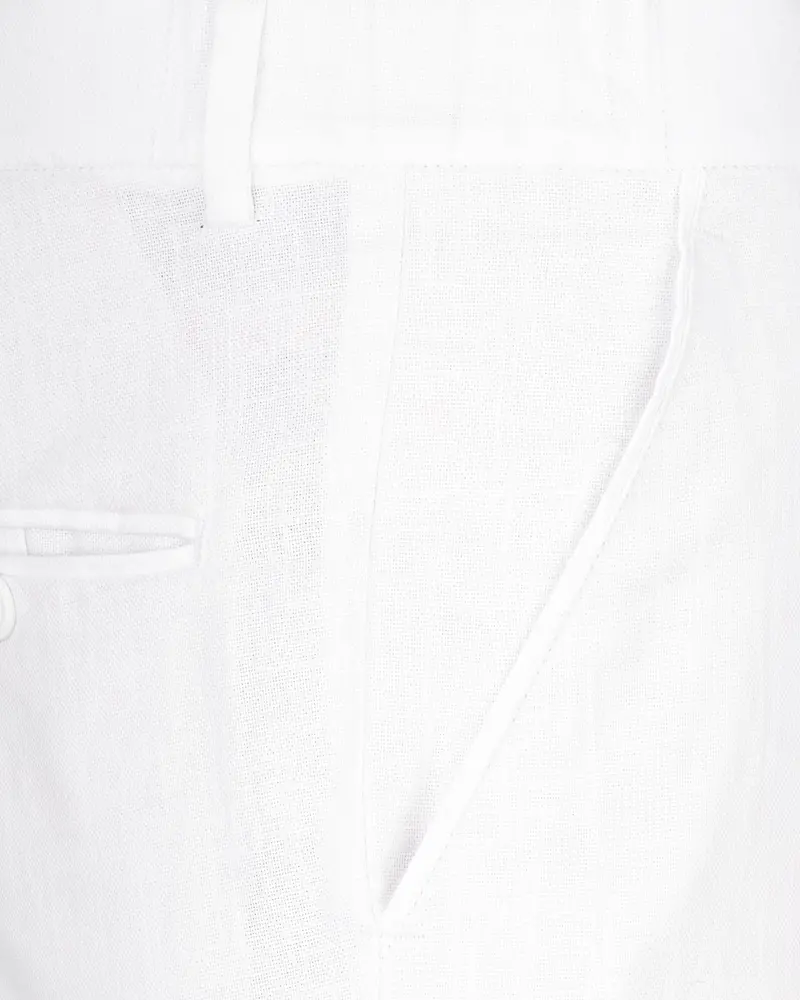 Bright White Stretchable Waistband Luxurious Linen Traveler Pants 6