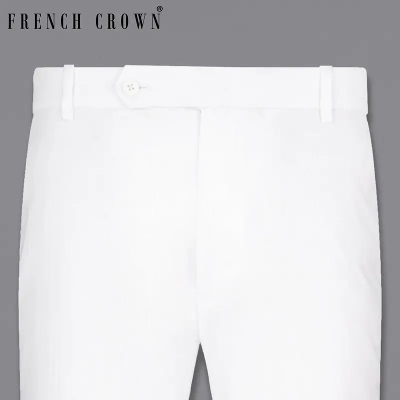 Bright White Stretchable Waistband Luxurious Linen Traveler Pants 7