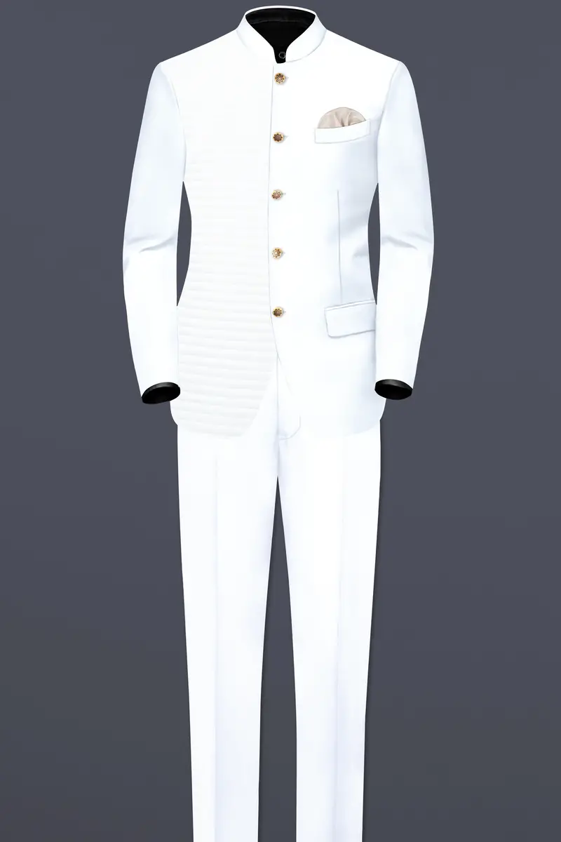 Bright White Stretchable Wool Rich Bandhgala Designer Blazer 7