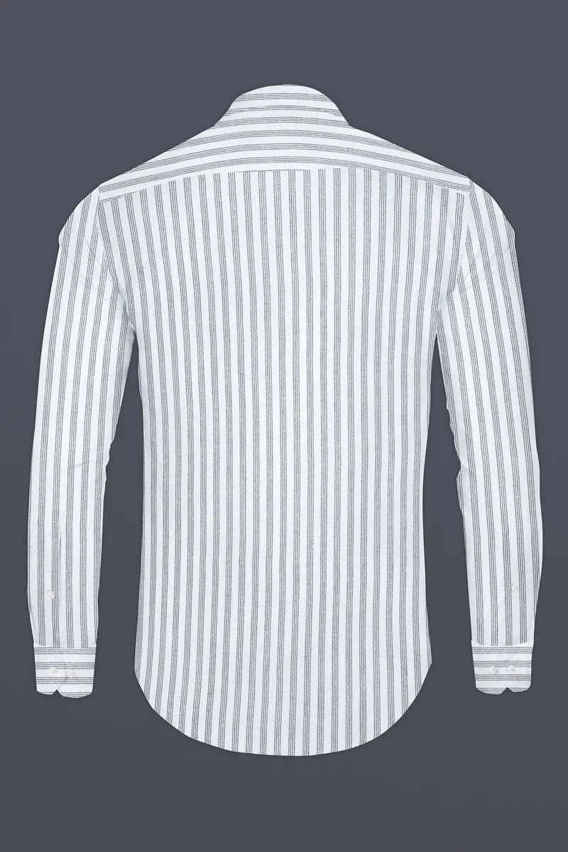 Bright White Striped Flannel Cotton Shirt 5