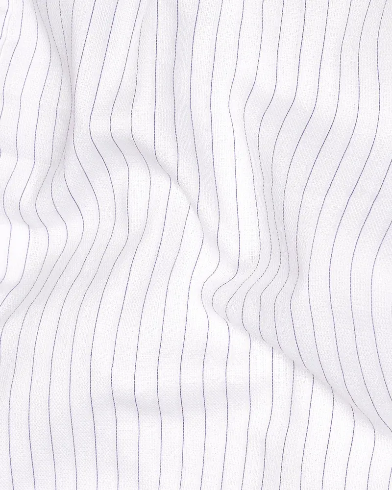 Bright White Striped Premium Cotton Shirt 3