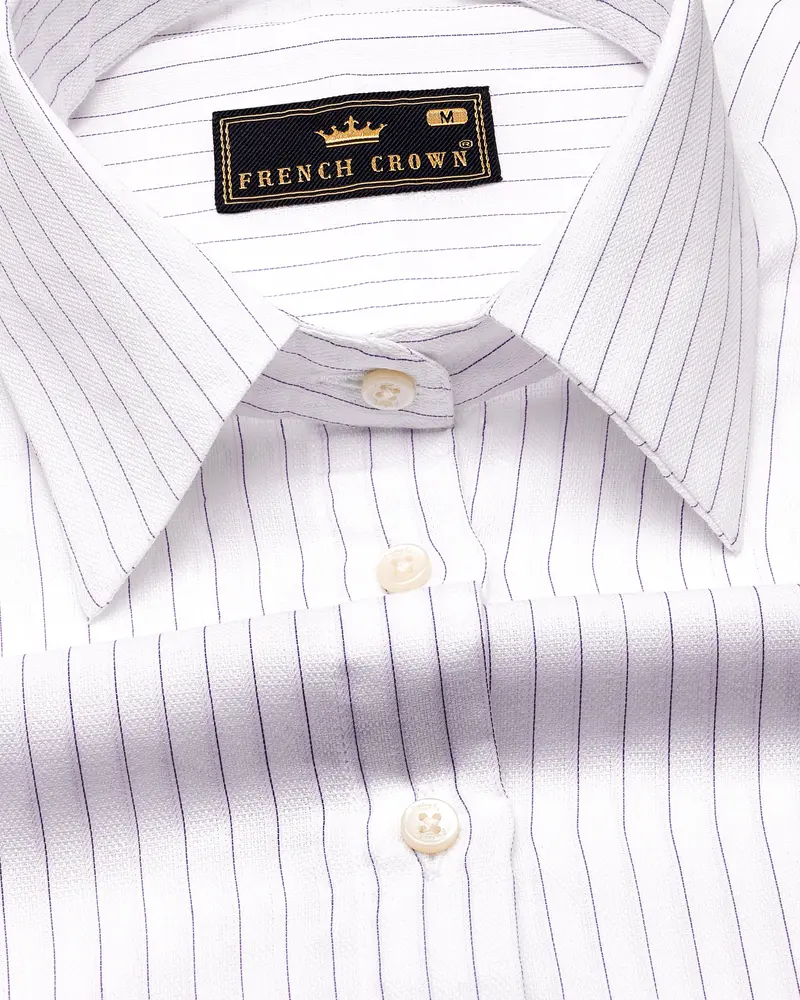 Bright White Striped Premium Cotton Shirt 6