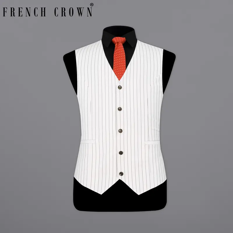 Bright White Striped Waistcoat 1