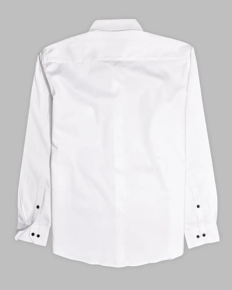 Bright White Subtle Sheen Concealed Placket Super Soft Premium Cotton Shirt 7