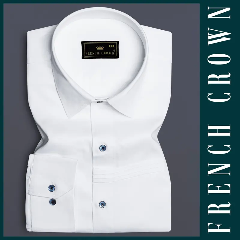 Bright White Subtle Sheen Patterned Premium Giza Cotton Shirt 1