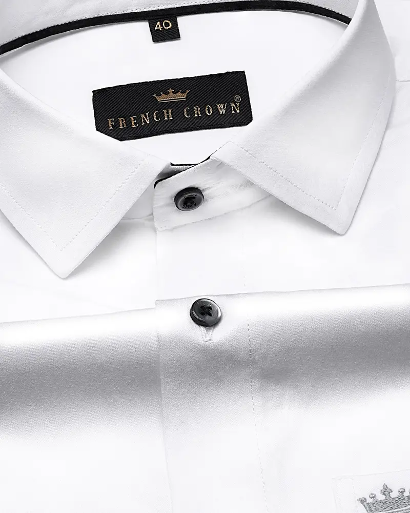 Bright White Subtle Sheen Pipe Patterned Super Soft Giza Cotton Shirt 1