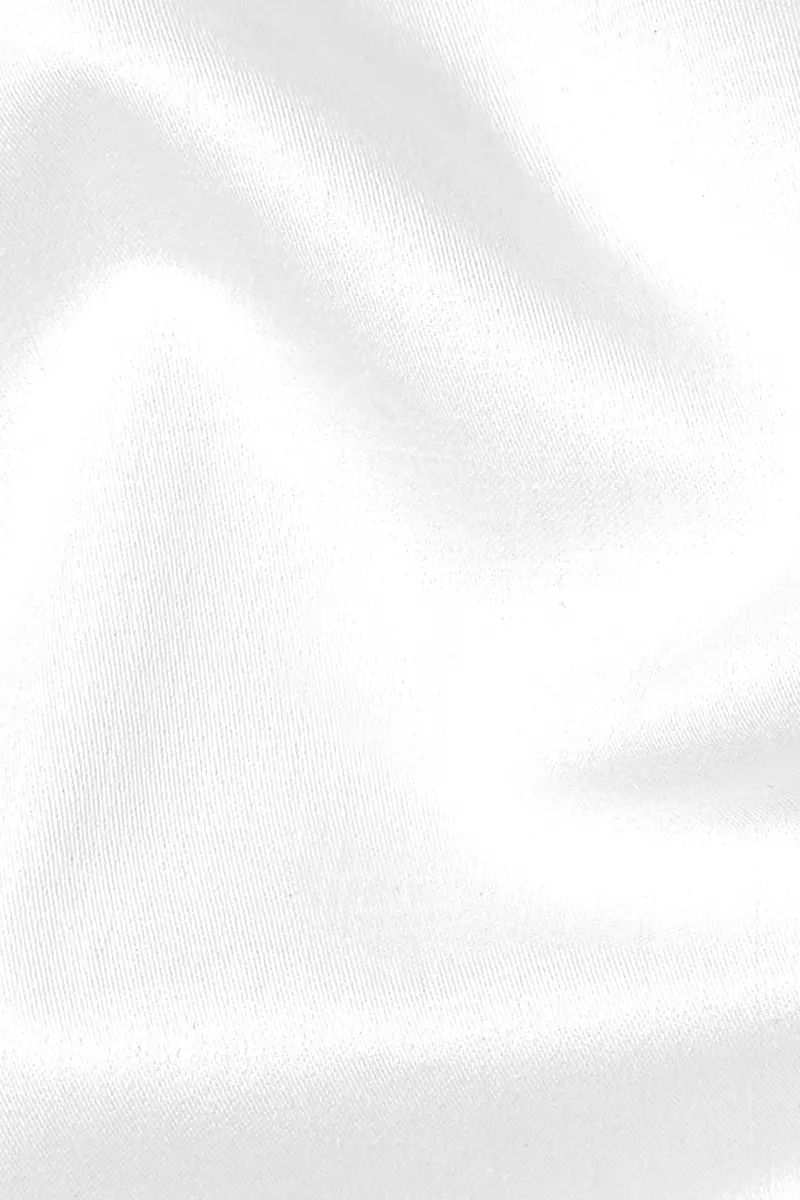 Bright White Subtle Sheen Rice Stitching Patterned Indian Kurta Style Super Soft Giza Cotton Shirt 3