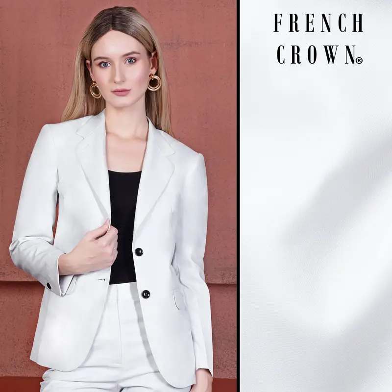 Bright White Subtle Sheen Single Breasted Women's Blazer 1