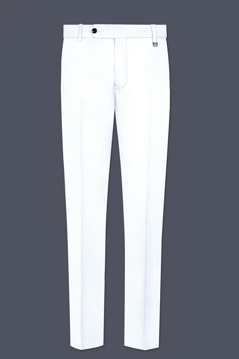 Bright White Subtle Sheen Stretchable Waistband Traveler Pants 2