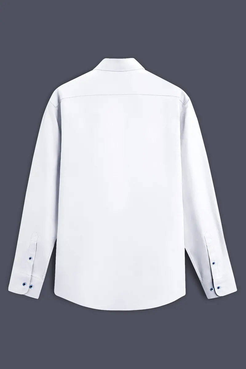 Bright White Subtle Sheen Super Soft Blue Button Premium Cotton Shirt 6