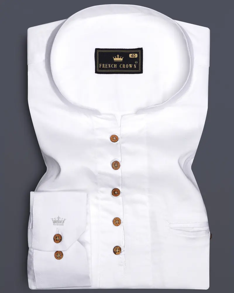Bright White Subtle Sheen Super Soft Premium Cotton Kurta Shirt 1