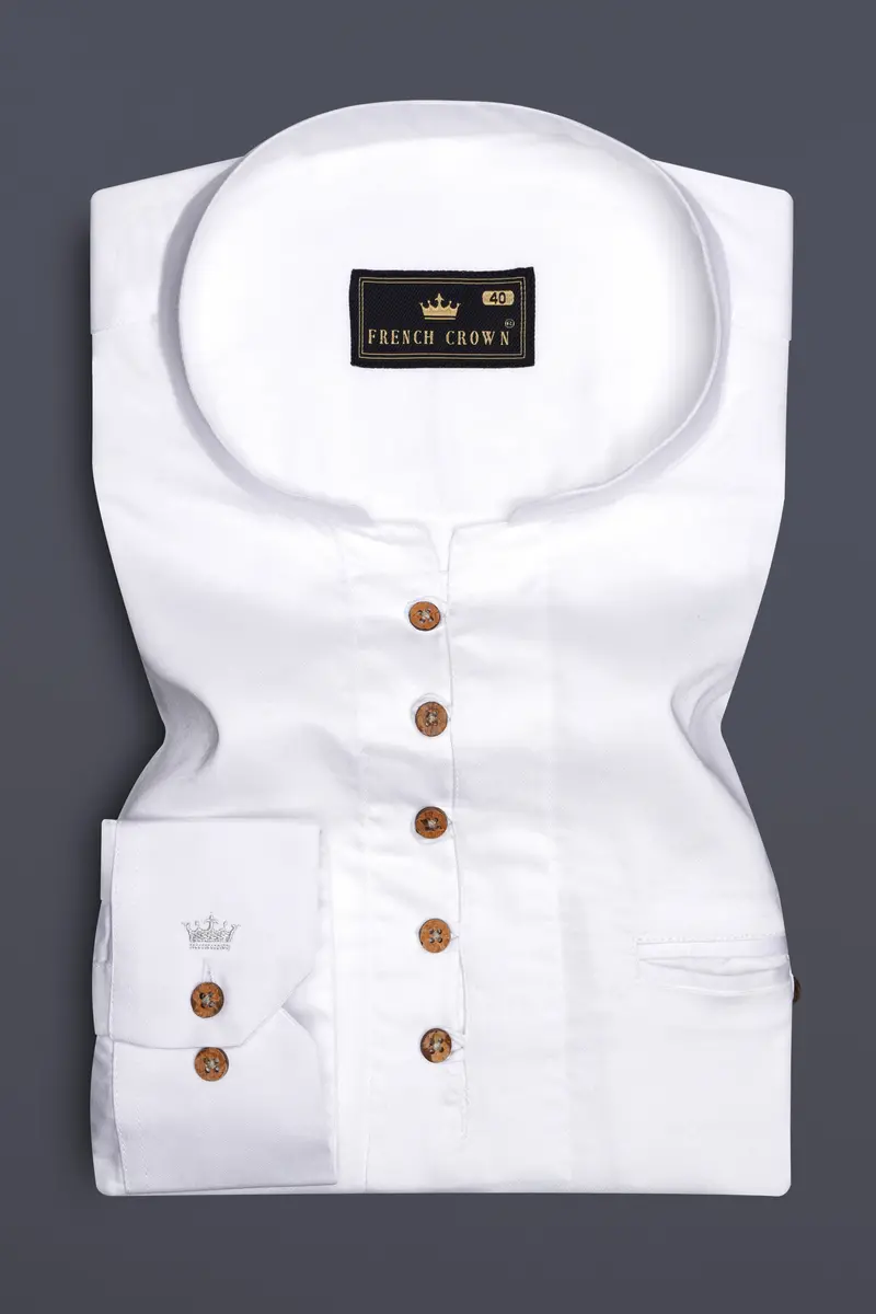 Bright White Subtle Sheen Super Soft Premium Cotton Kurta Shirt 2