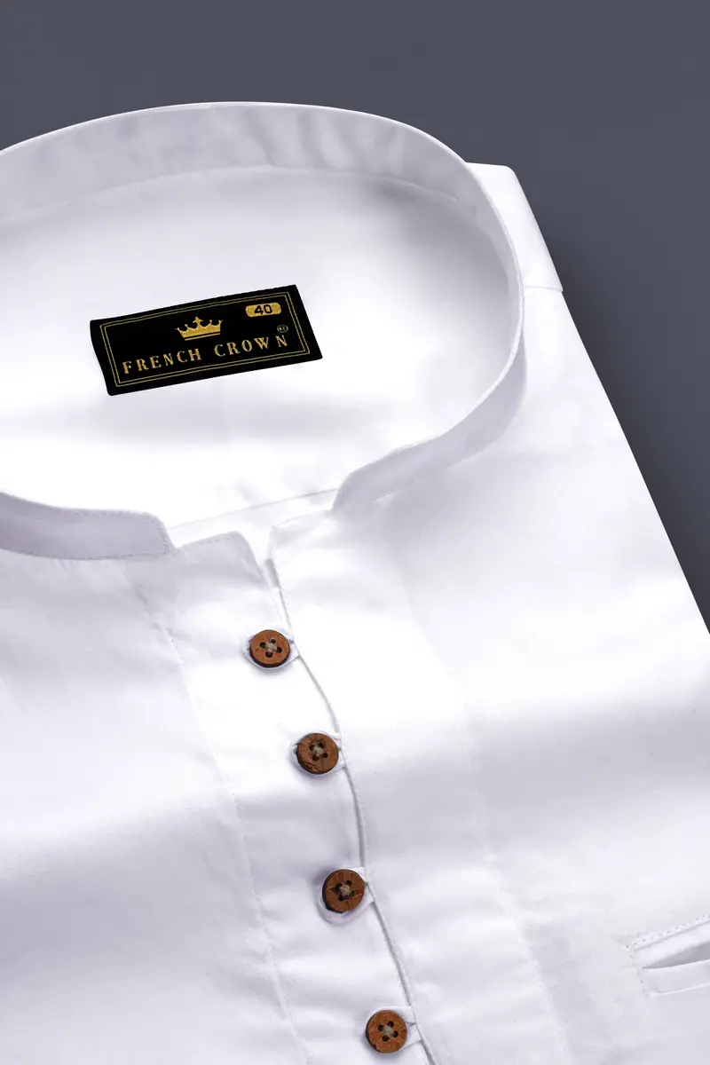 Bright White Subtle Sheen Super Soft Premium Cotton Kurta Shirt 4