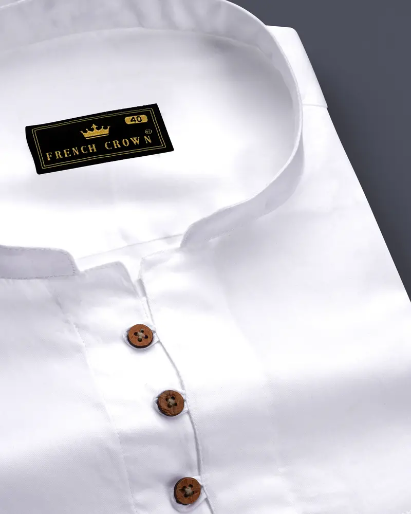 Bright White Subtle Sheen Super Soft Premium Cotton Kurta Shirt 6