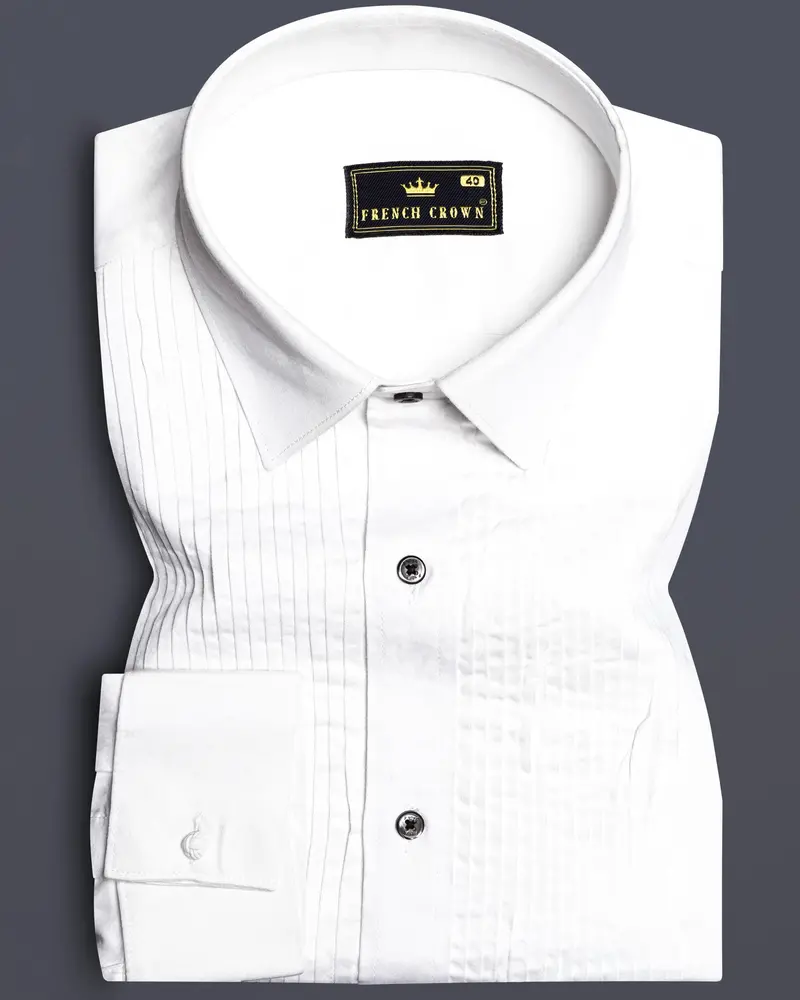 Bright White Subtle Sheen Tuxedo Super Soft Giza Cotton Shirt 1