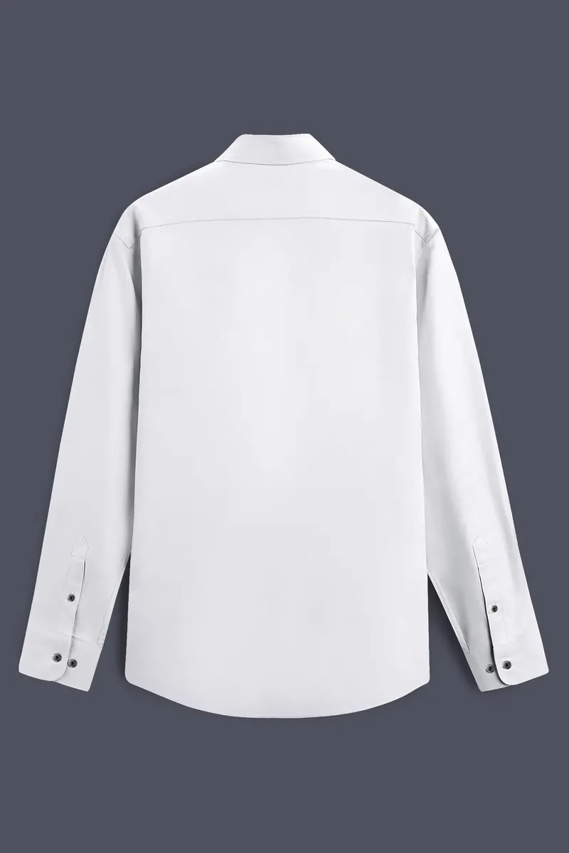 Bright White Subtle Sheen With Black Collar Detailed Super Soft Giza Cotton Shirt 6