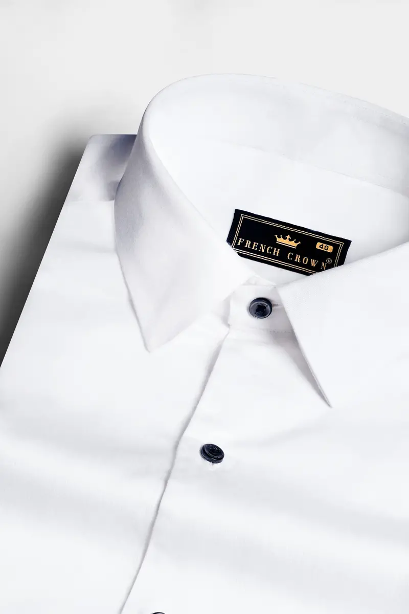 Bright White Subtle Sheen With Salomie And Black Triple Stripes Premium Cotton Shirt 4