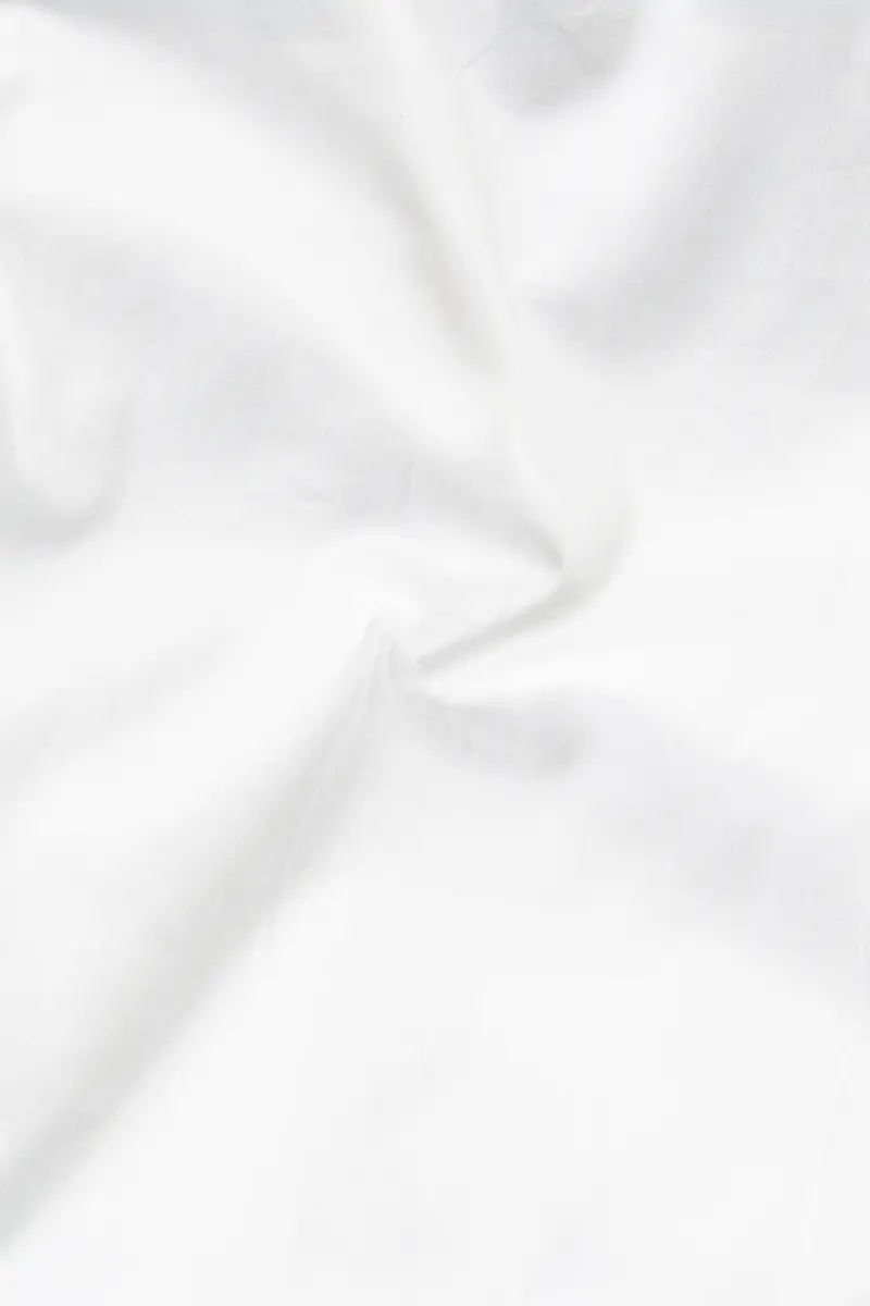 Bright White Subtle Sheen Zigzag Stitching Patterned Designer Super Soft Giza Cotton Shirt 2