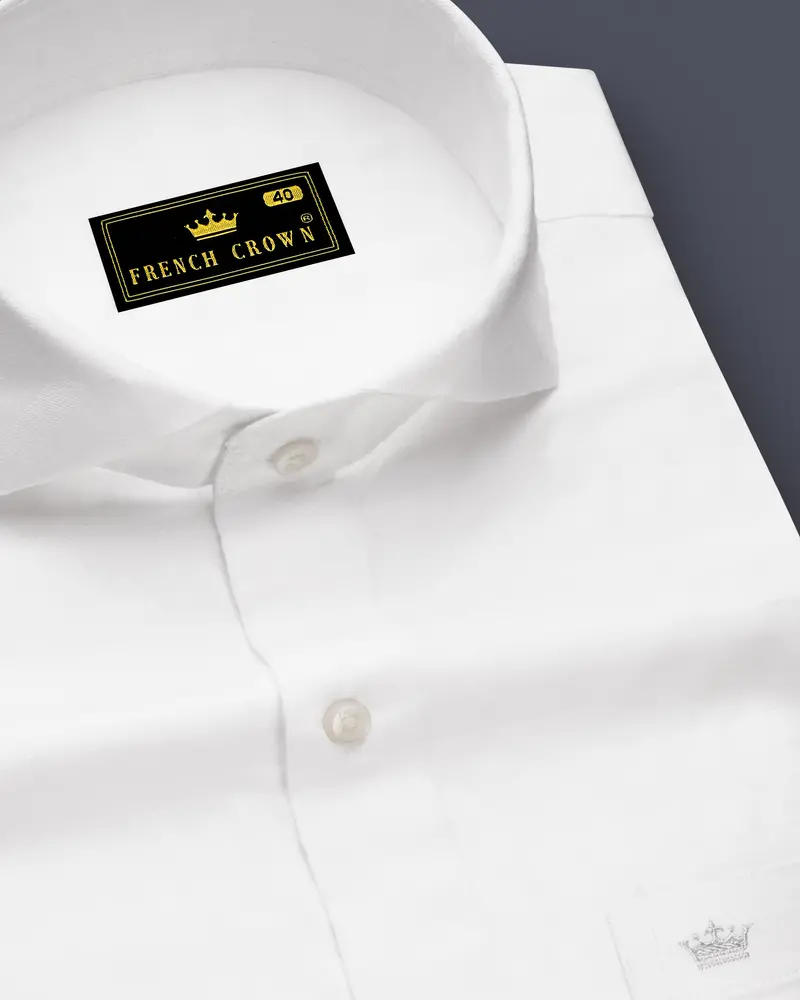 Bright White Subtle Striped Twill Premium Cotton Shirt 1