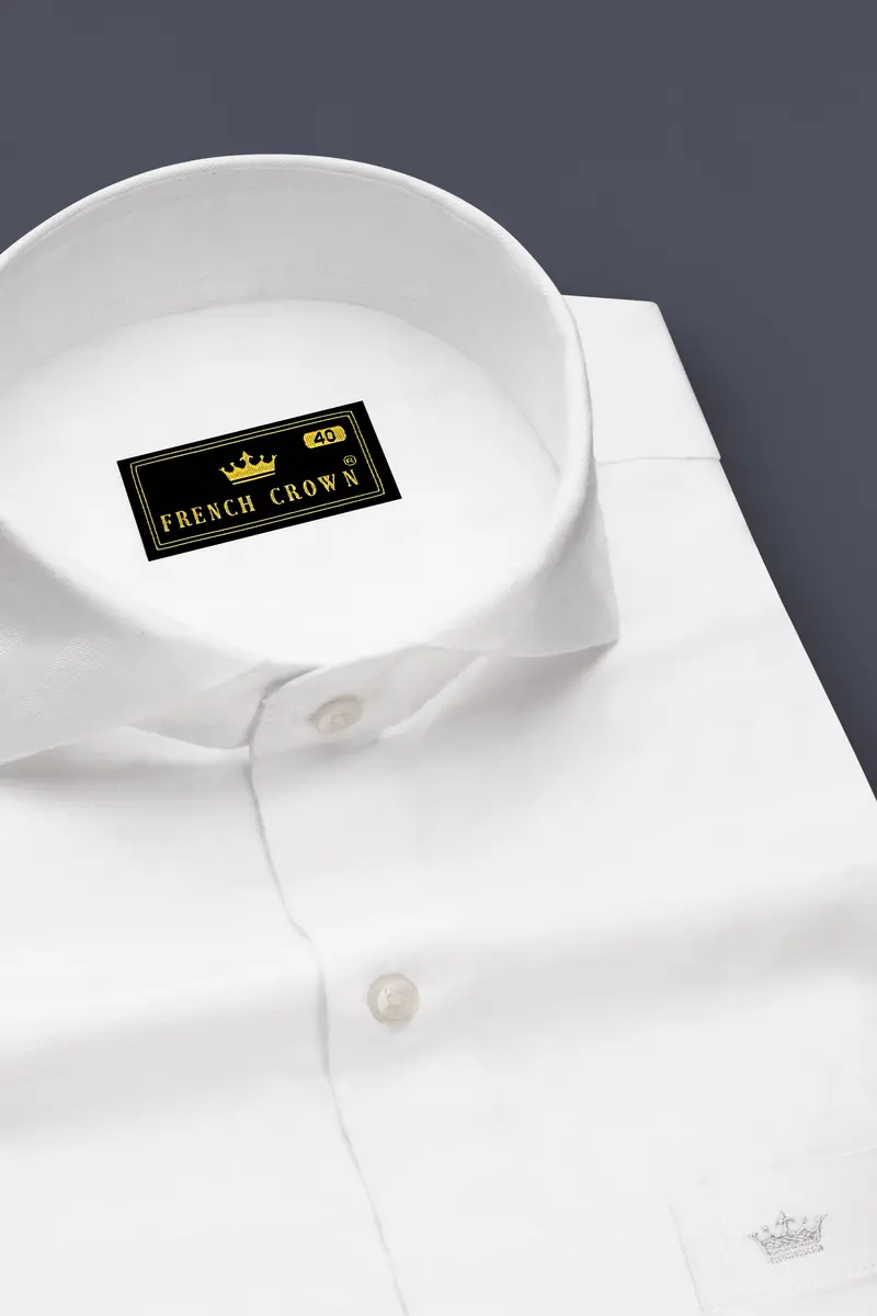 Bright White Subtle Striped Twill Premium Cotton Shirt 2