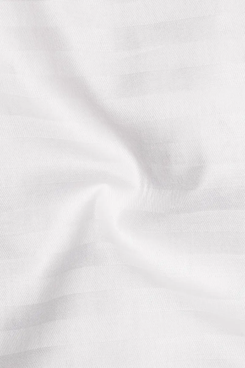 Bright White Subtle Striped Twill Premium Cotton Shirt 3