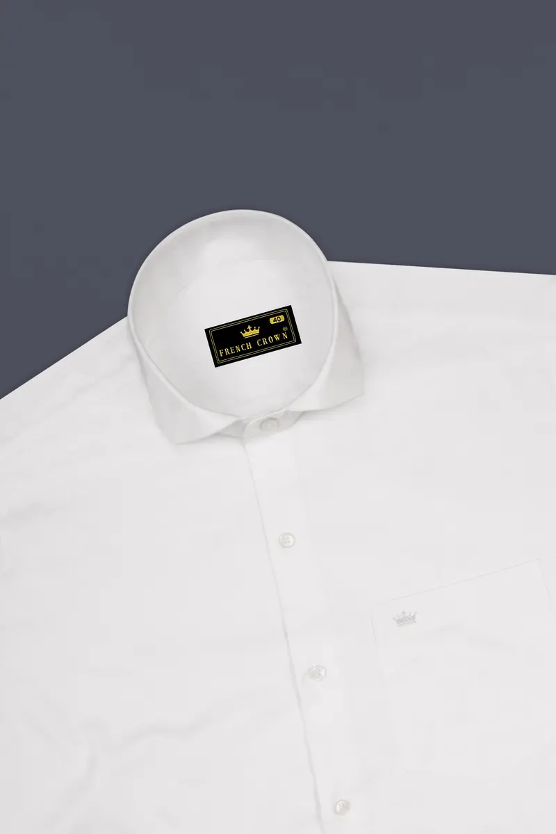 Bright White Subtle Striped Twill Premium Cotton Shirt 5