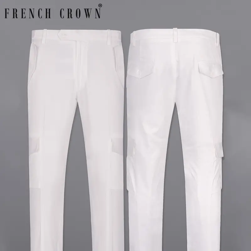 Bright White Super Soft Premium Cotton Cargo Pant 1