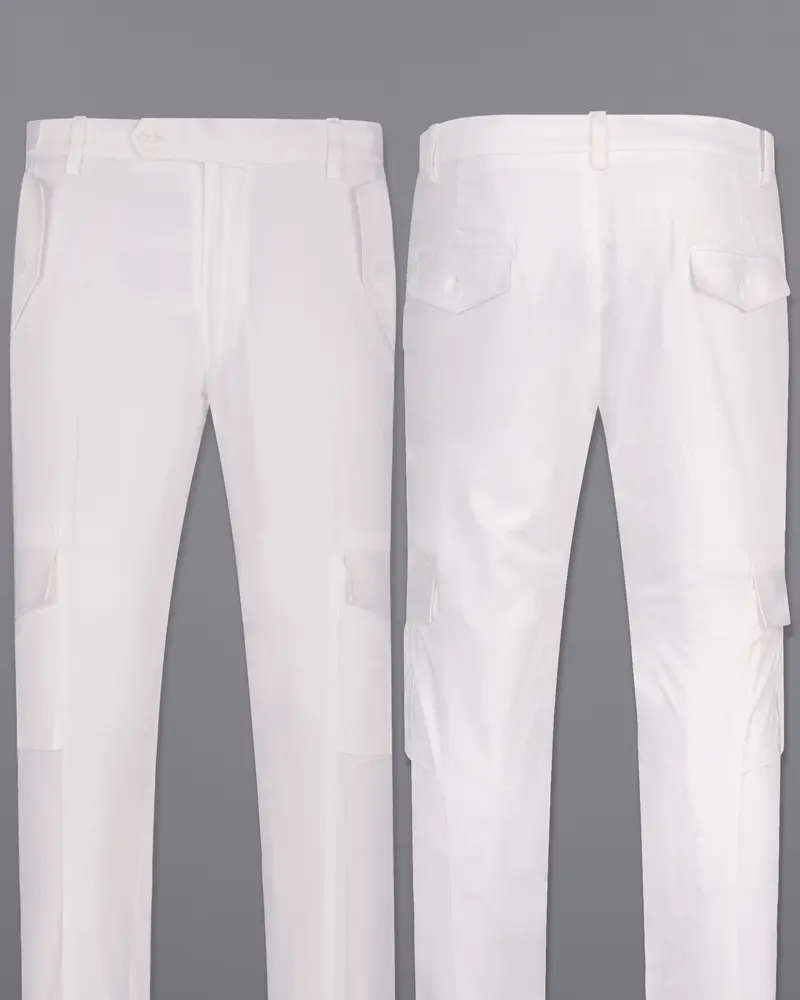 Bright White Super Soft Premium Cotton Cargo Pant 2