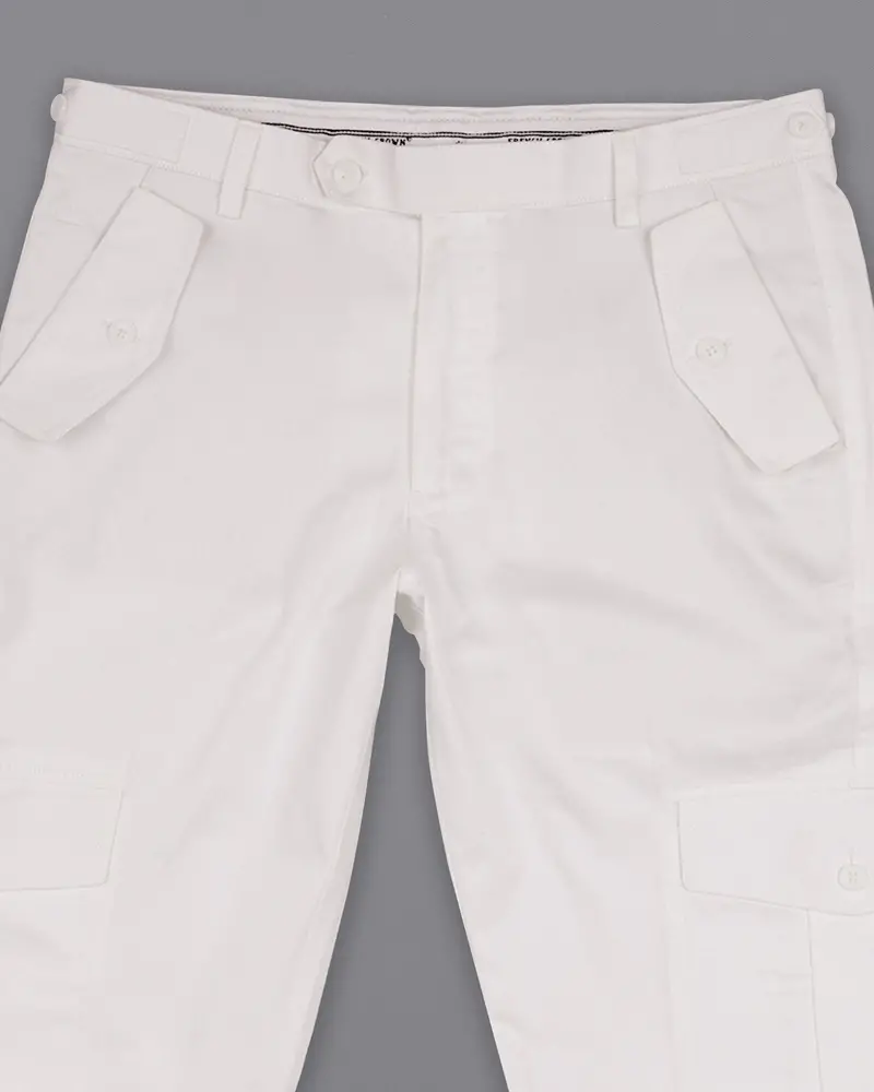 Bright White Super Soft Premium Cotton Cargo Pant 5