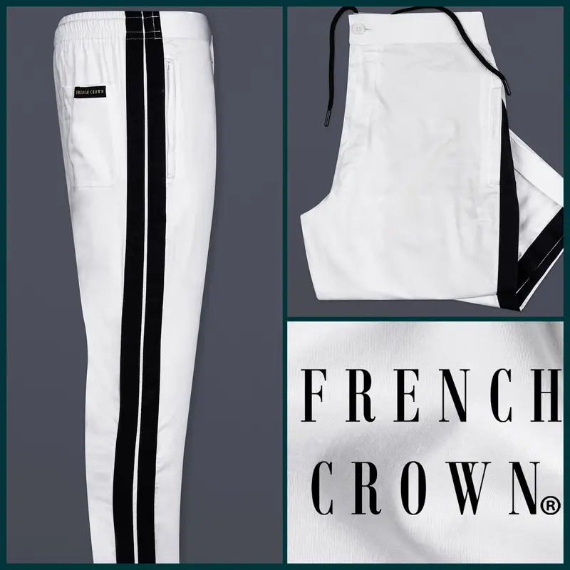 Bright White Super Soft Premium Cotton Designer Lounge Pant 1