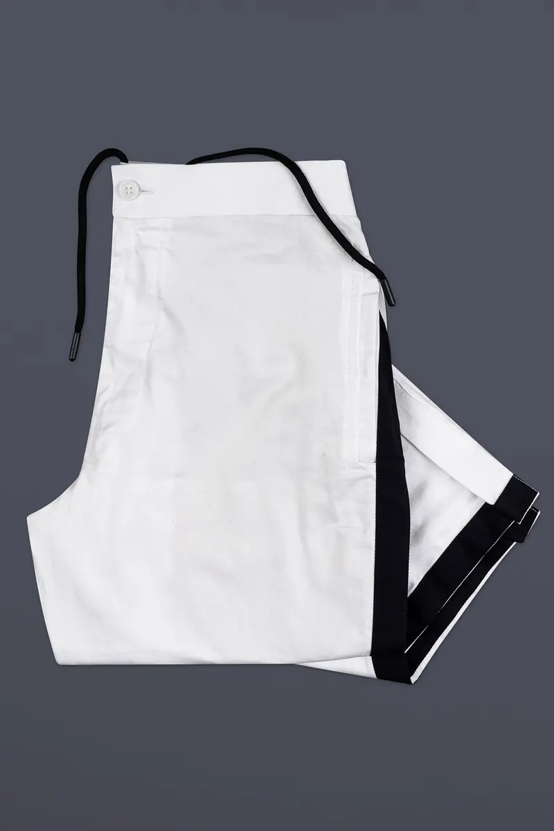 Bright White Super Soft Premium Cotton Designer Lounge Pant 5