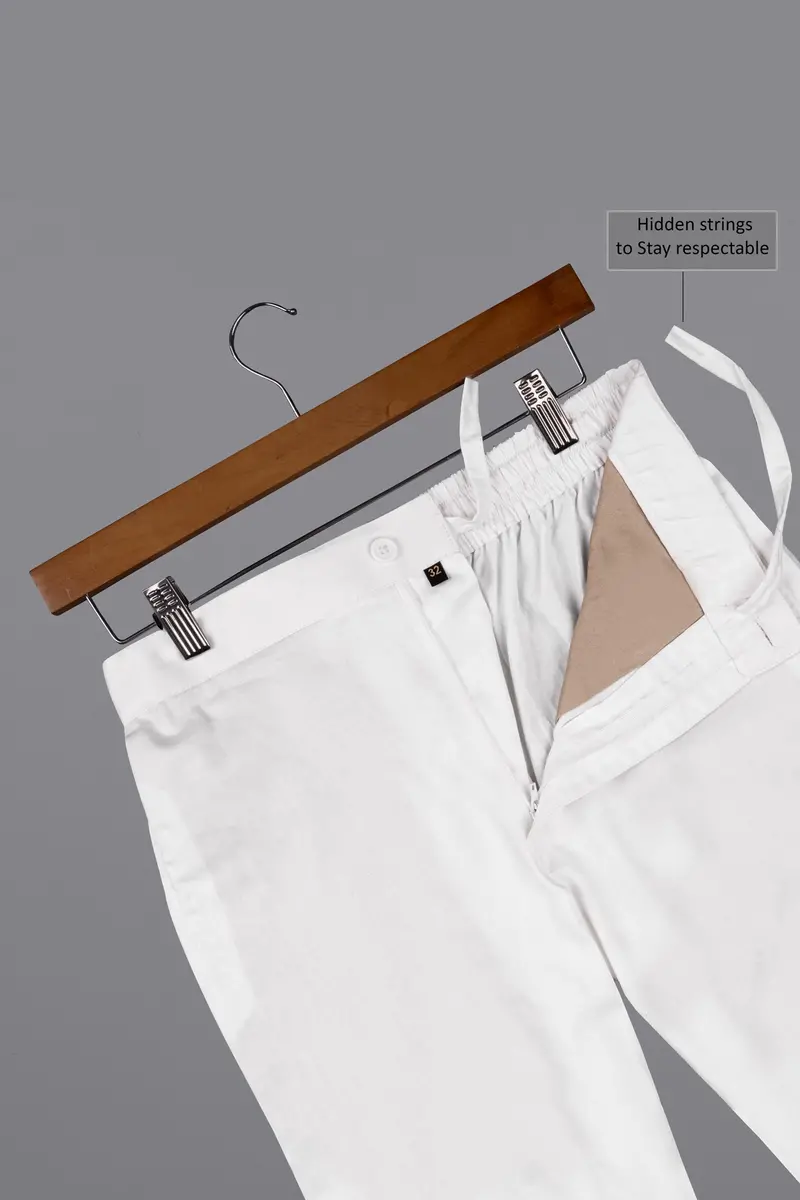 Bright White Super Soft Premium Cotton Designer Lounge Pant 5