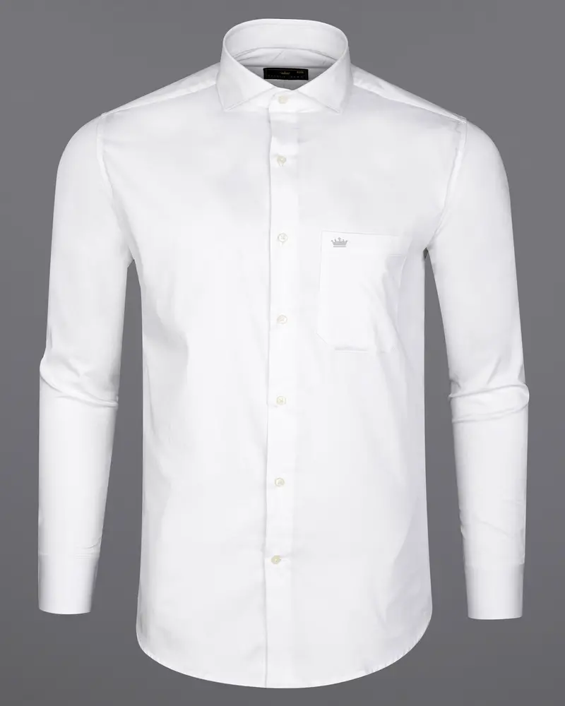 Bright White Super Soft Premium Cotton Stretchable Shirt 5