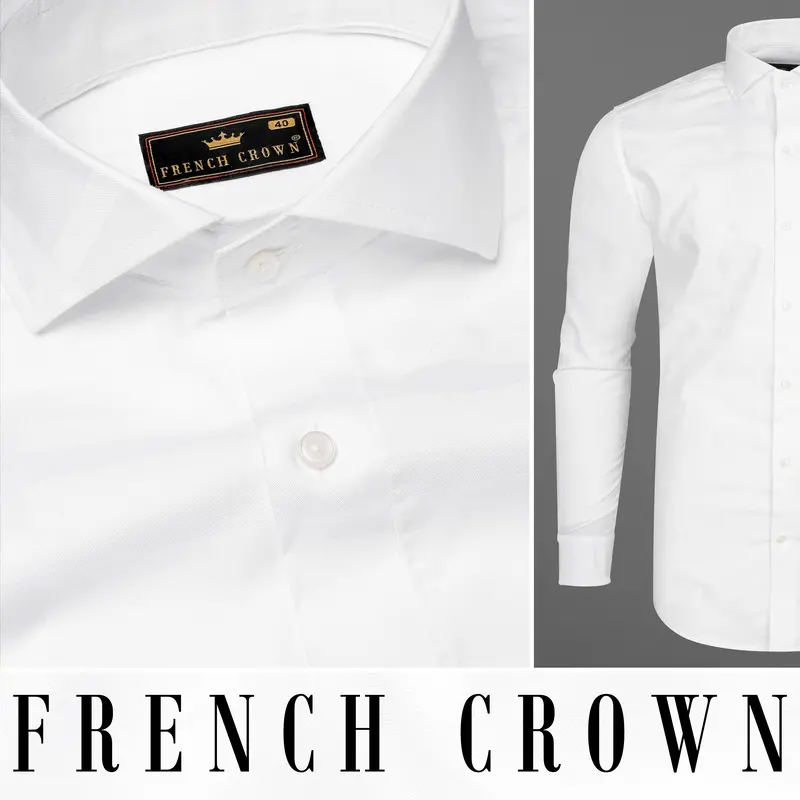 Bright White Super Soft Subtle Stripe Textured Premium Giza Cotton Shirt 10