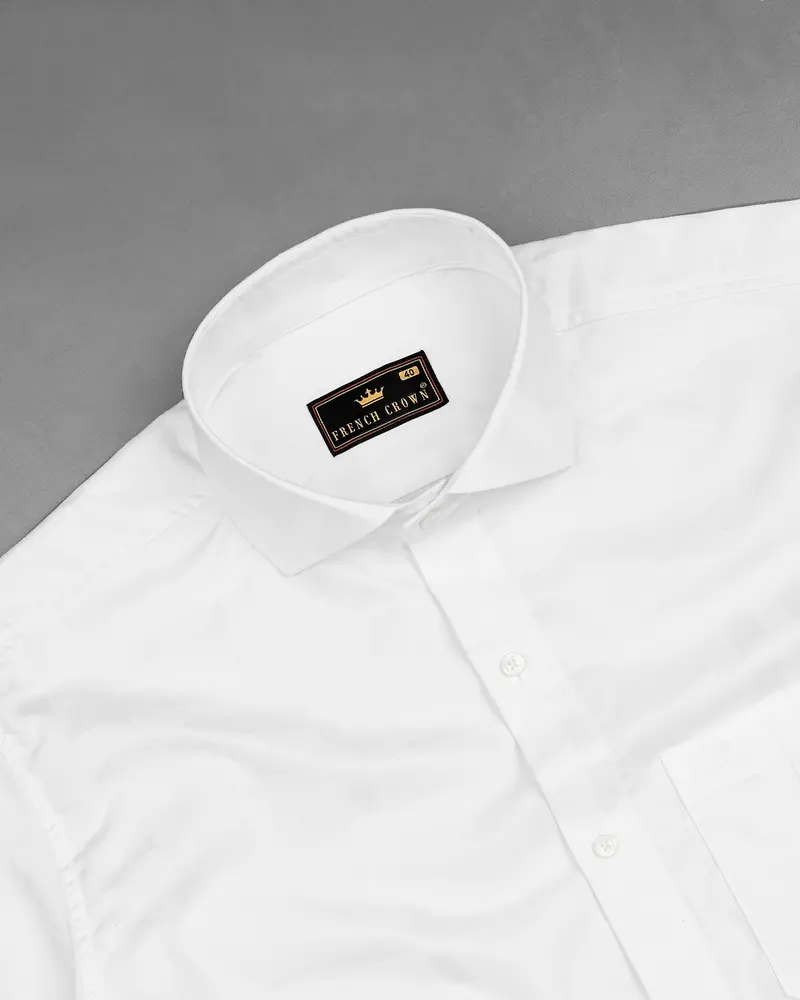 Bright White Super Soft Subtle Stripe Textured Premium Giza Cotton Shirt 4