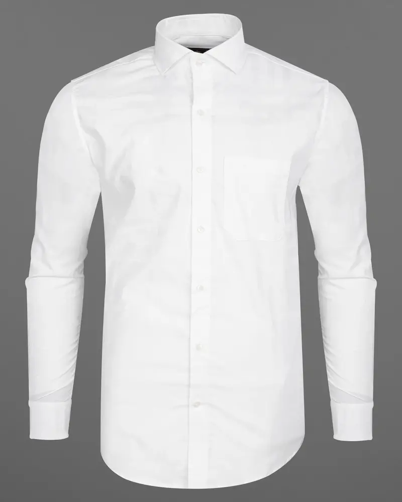Bright White Super Soft Subtle Stripe Textured Premium Giza Cotton Shirt 5