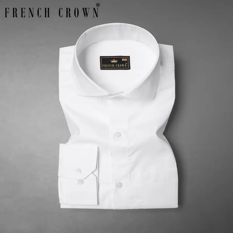 Bright White Super Soft Subtle Stripe Textured Premium Giza Cotton Shirt 7