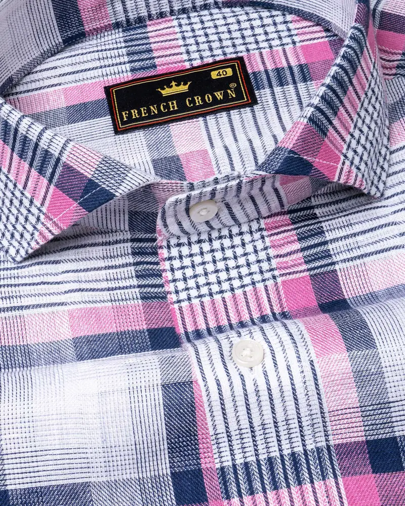 Bright White Twill Plaid Premium Cotton Shirt 1